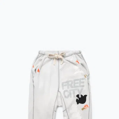 Freecity Unisex Pocket/paint 100% Dip Sweatpant In Whiteout In Gray
