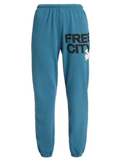 Freecity Free City Cotton Logo Sweatpants In Belgium Blue