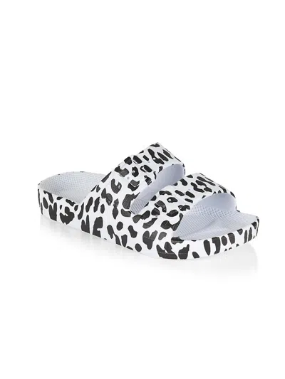 Freedom Moses Kids' Sandalswhite Black Leopard Print Slip On Slide Zap1924