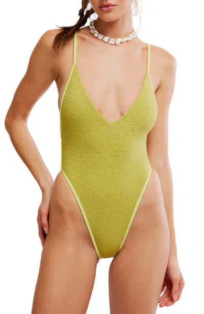 Free-est By Free People Amber Jacquard One-piece Swimsuit In Green