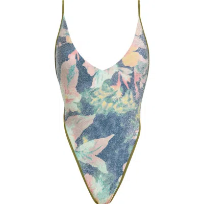 Free-est By Free People Amber Metallic Printed One-piece Swimsuit In Multi
