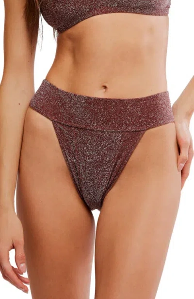 Free-est By Free People Blair Metallic Bikini Bottoms In Brown