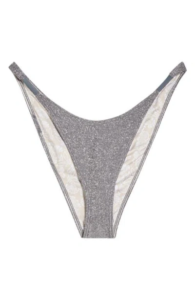 Free-est By Free People Blair Metallic Bikini Bottoms In Gray