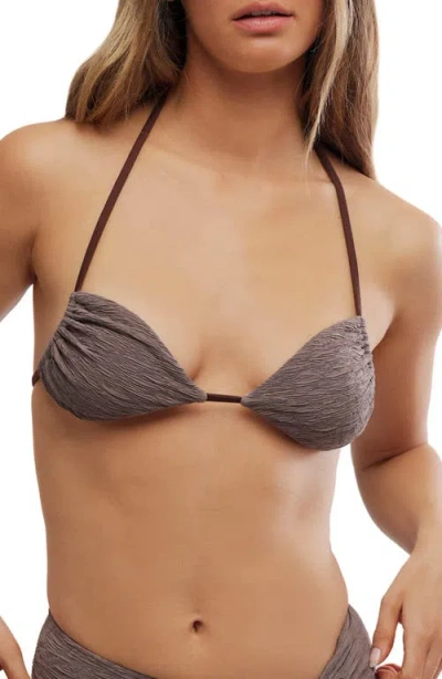 Free-est By Free People Jamie Print Triangle Bikini Top In Gray