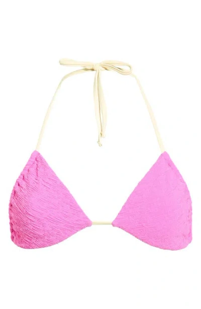 Free-est By Free People Jamie Print Triangle Bikini Top In Pink