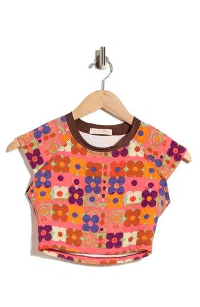 Free-est By Free People Sonny Jacquard Crop Cover-up T-shirt In Pink