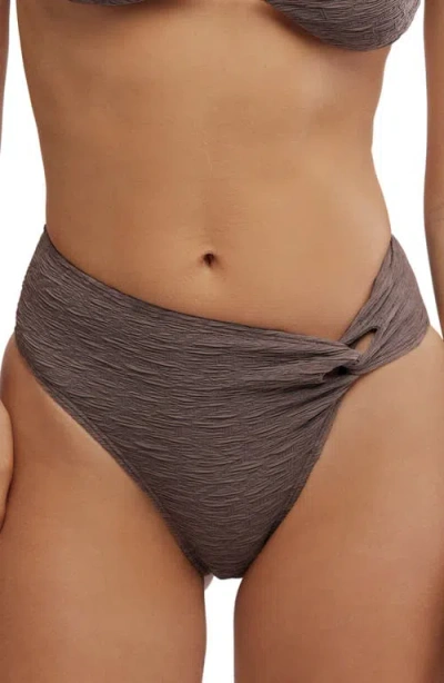 Free-est By Free People Tess Knotted High Waist Bikini Bottoms In Brown