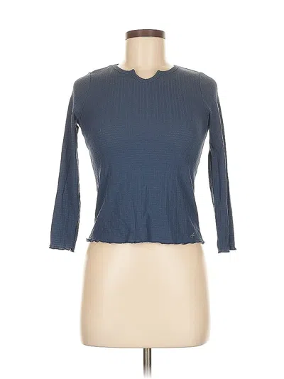 Pre-owned Freely 3/4 Sleeve Top Blue Mock Neckline Tops