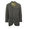 Freemans Sporting Club Dark Green Linen Smith Sack Jacket In Multi