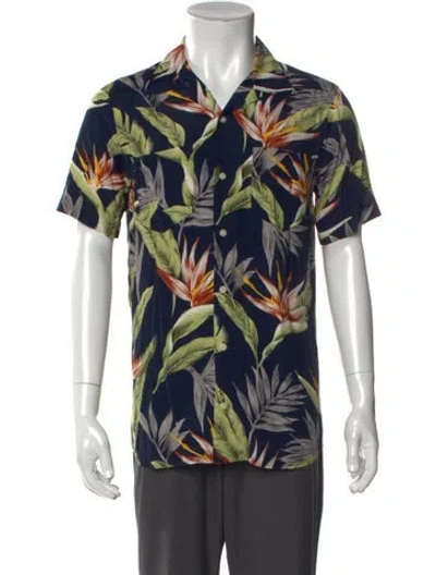 Pre-owned Freemans Sporting Club Floral Print Short Sleeve Shirt In Blue