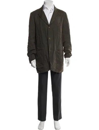 Pre-owned Freemans Sporting Club Linen Overcoat In Green