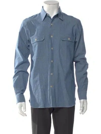 Pre-owned Freemans Sporting Club Long Sleeve Denim Shirt W/ Tags In Blue