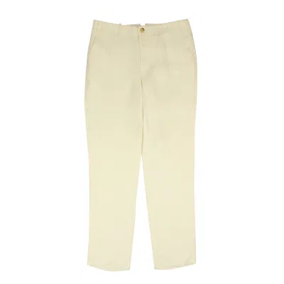 Freemans Sporting Club White Plaid Tailored Linen Trousers In Yellow