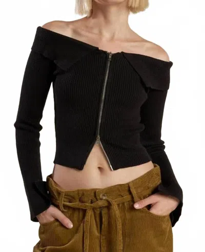 Freemarket A Ribbed Sweater Top In Black