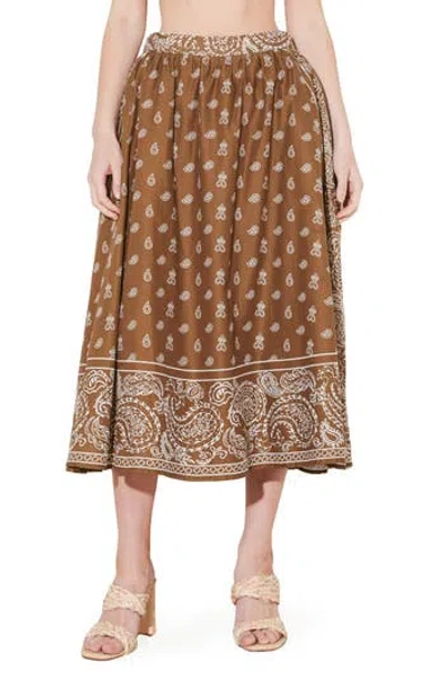 Freemarket Bandana Print Cotton Midi Skirt In Brown