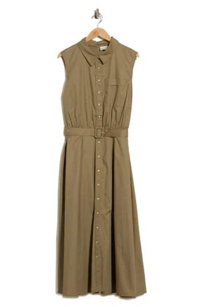 Freemarket Belted Button Down Midi Dress In Brown