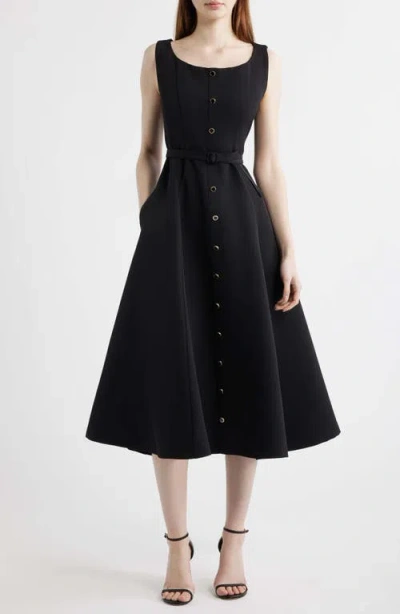 Freemarket Belted Fit & Flare Dress In Black