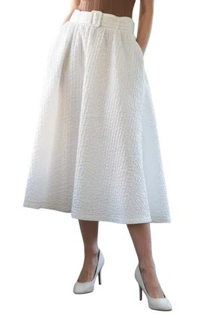 Freemarket Belted Textured Midi Skirt In White