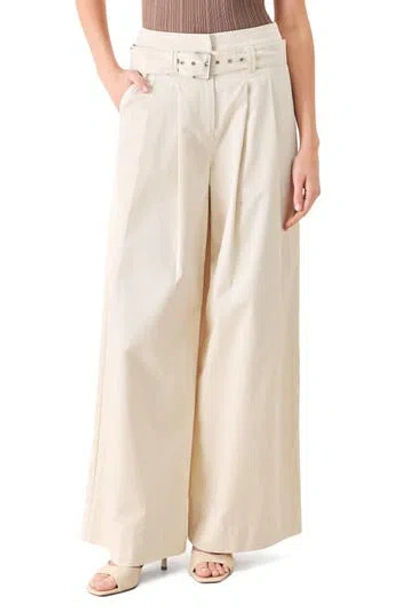 Freemarket Belted Wide Leg Cotton Pants In Neutral