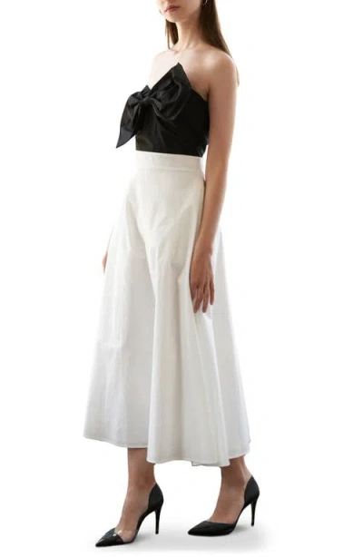 Freemarket Bow Strapless Cotton Midi Dress In Multi