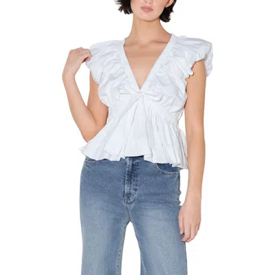 Freemarket Bubble Sleeve Babydoll Top In White