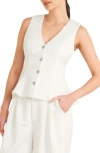 Freemarket Button Front Stretch Vest In Neutral