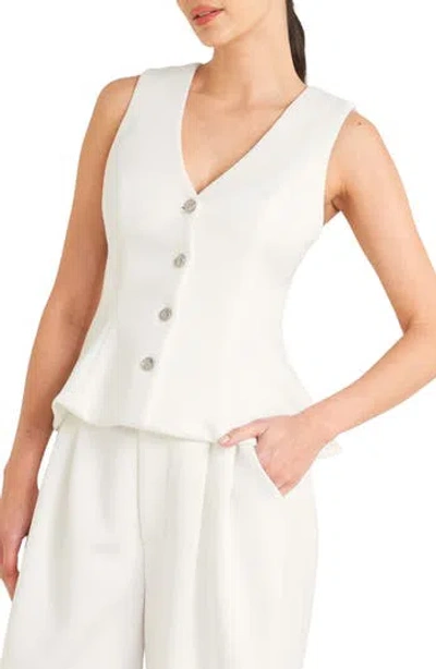 Freemarket Button Front Stretch Vest In Neutral