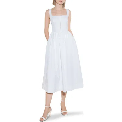 Freemarket Corset Cotton Woven Midi Dress