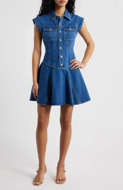 Freemarket Cotton Denim Mini Shirtdress In Blue