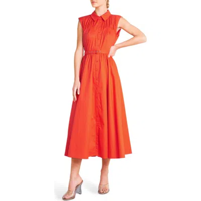 Freemarket Cotton Midi Dress In Orange
