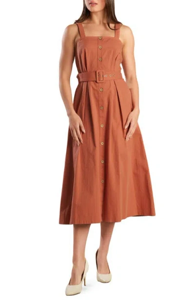 Freemarket Cotton Sleeveless Midi Dress In Rust