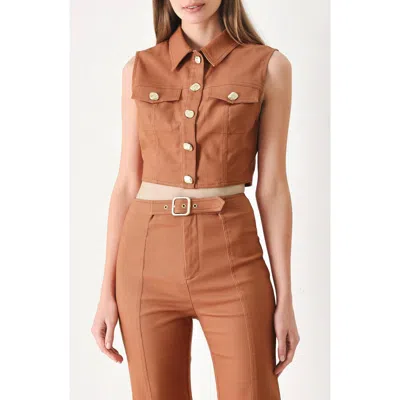 Freemarket Cropped Button-up Shirt In Brown