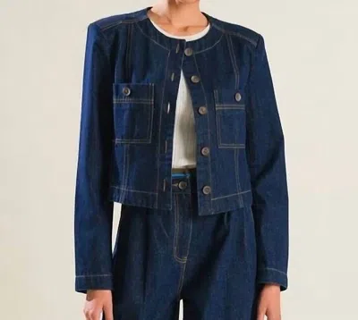 Freemarket Dalia Cropped Jacket In Dark Denim In Blue