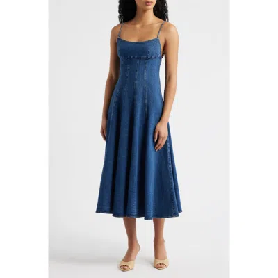 Freemarket Denim Babydoll Dress In Blue