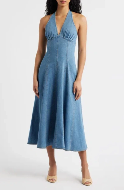 Freemarket Denim Halter Dress In Blue