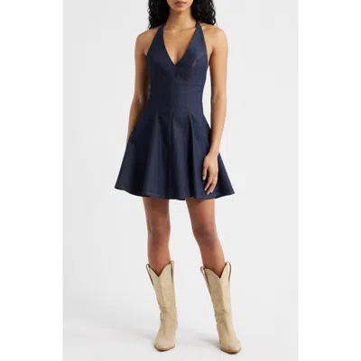 Freemarket Denim Halter Dress In Blue