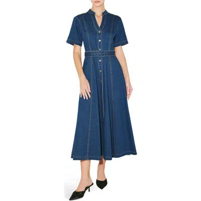 Freemarket Denim Midi Dress In Blue