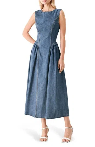 Freemarket Denim Midi Dress In Blue