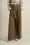 Freemarket Elegance Unveiled Wide Leg Pant In Olive Brown In Brown