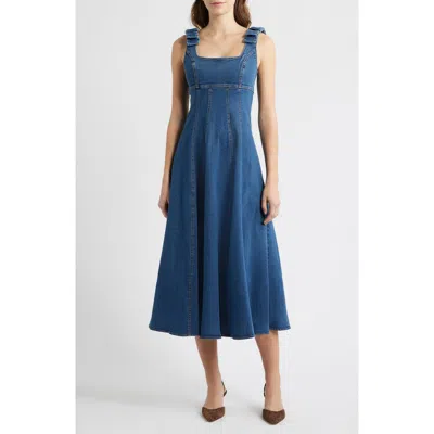 Freemarket Empire Waist Cotton Blend Denim Dress In Blue