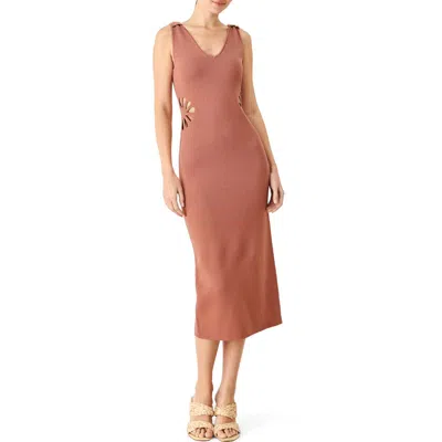 Freemarket Floral Cutout Sleeveless Midi Sweater Dress In Baked Clay