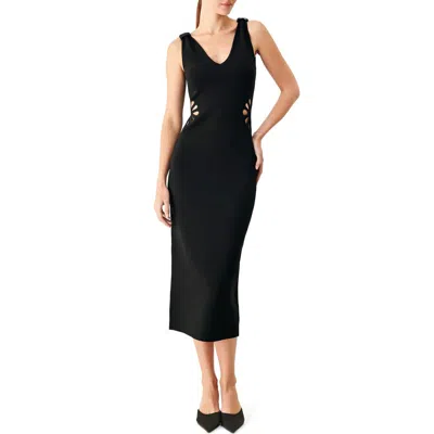 Freemarket Floral Cutout Sleeveless Midi Sweater Dress In Black