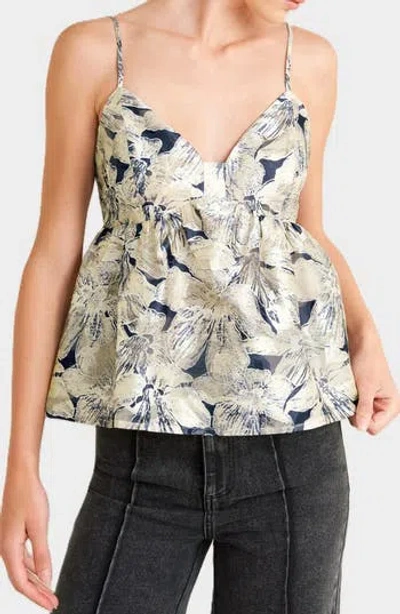 Freemarket Floral Jacquard Babydoll Camisole In Brown