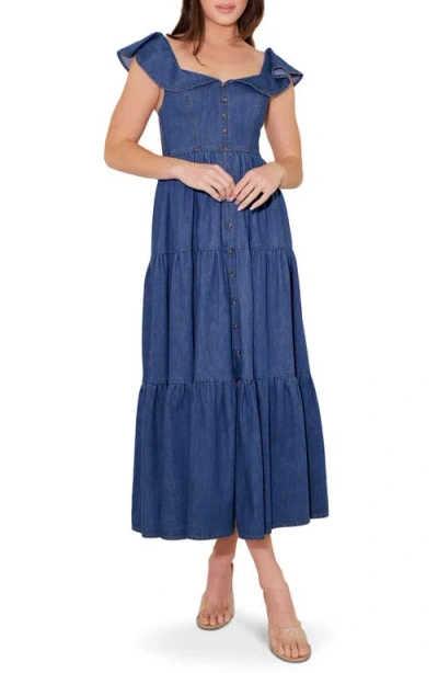 Freemarket Flutter Sleeve Chambray Maxi Dress