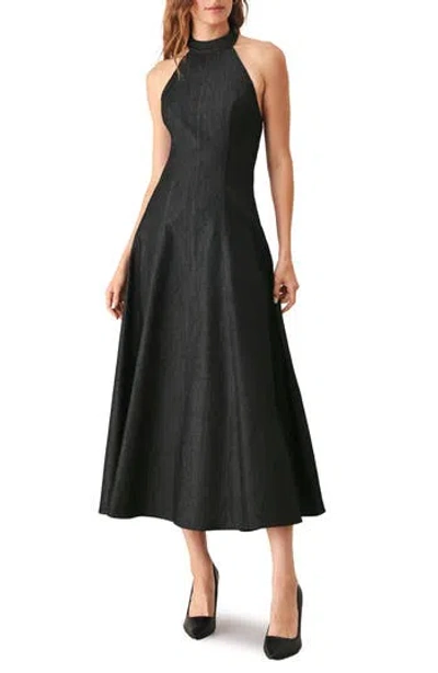Freemarket Halter Neck Denim Midi Dress In Dark Denim