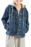 Freemarket Hooded Washed Denim Jacket In Blue