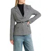 Freemarket Houndstooth Plaid Blazer In Gray