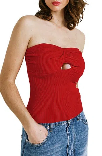 Freemarket Keyhole Cutout Rib Tube Top In Brown