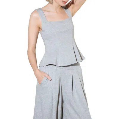 Freemarket Knit Peplum Tank & Wide Leg Pants Set In Gray