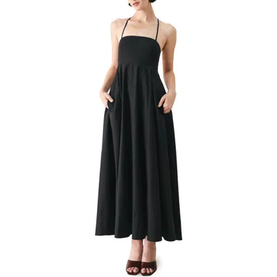 Freemarket Lace Back Cotton Midi Dress In Black